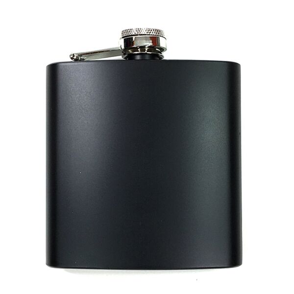 6 oz. Matte Black Laserable Stainless Steel Flask Thumbnail