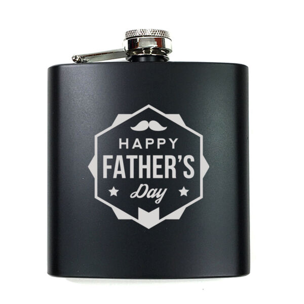 Happy Father's Day Matte Black Flask Thumbnail