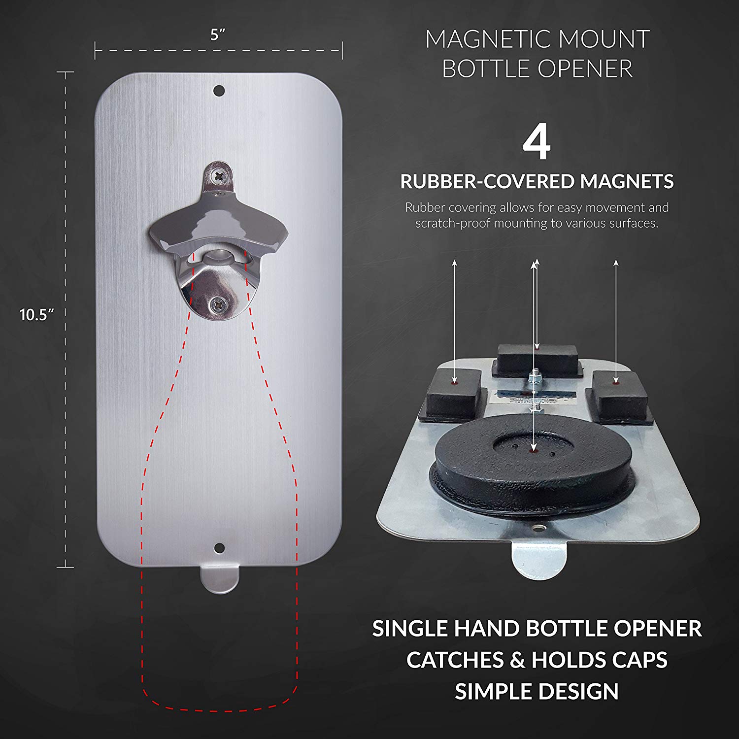 Master Magnetics 210944 Pop N Catch Magnetic Bottle Opener Silver